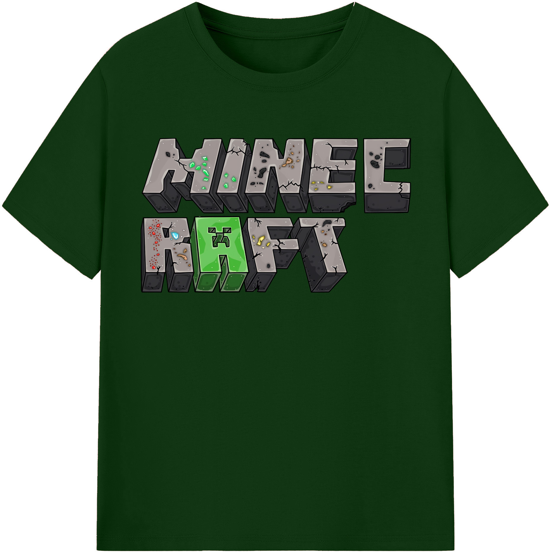 （画像用） マインクラフト ブロックの世界 Minecraft MC Block world 綿100％半袖Tシャツ（フロントプリント）